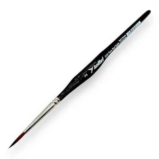 [KO3331-02] Pinceau rond ergonomique N°02 en poil de martre kolinsky, virole en argent, manche triangulaire en noyer - Kolibri 3331/02