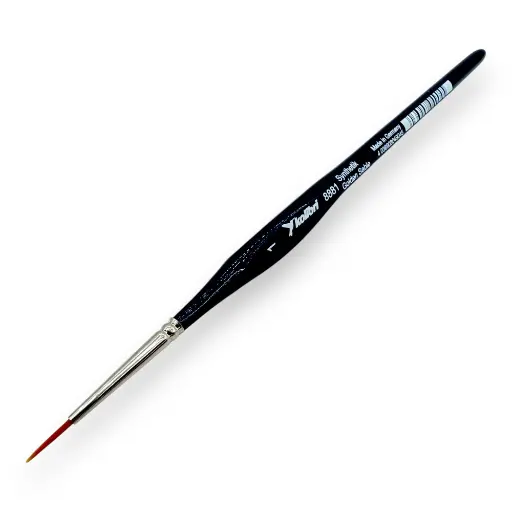 [KO8881-01] Pinceau rond N°01 en poil synthétique de martre orange, virole en nickel, manche court - Kolibri 8881/01