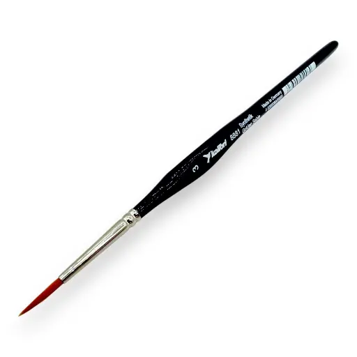 [KO8881-03] Pinceau rond N°03 en poil synthétique de martre orange, virole en nickel, manche court - Kolibri 8881/03