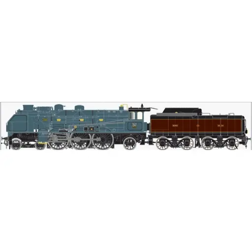 [LEHO-209-1] Locomotive à Vapeur - Pacific Chapelon PO 3566 + tender Nord 35 - 174 Chocolat - Dépôt de Tours - SNCF - HO 1/87