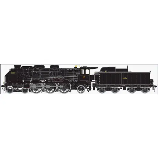 [LEHO-209-3] Locomotive à Vapeur Pacific Chapelon EST 231-058 + Tender EST 35037 - dépôt de Troyes - Noir - LEMATEC HO-209/3 - SNCF - HO 1/87