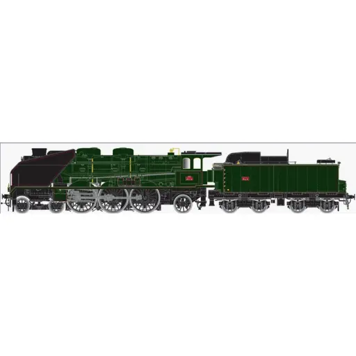 [LEHO-209-6] Locomotive à Vapeur - Pacific Chapelon - 231E3 + Tender 37A 137 - Dépôt La Chapelle - Vert et Noir - SNCF - HO 1/87