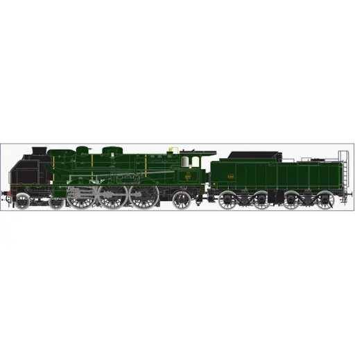 [LEHO-209-7] Locomotive à Vapeur Pacific Chapelon 231E 17 + Tender 37A 83 - Dépôt de Calais - LEMATEC HO-209/7 - SNCF - HO 1/87