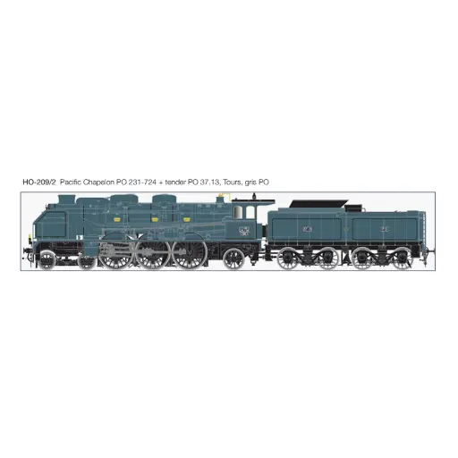 [LEHO-209-2S] Locomotive à Vapeur Pacific Chapelon avec Tender - LEMATEC HO-209/2S - HO 1/87 - Digital Sound