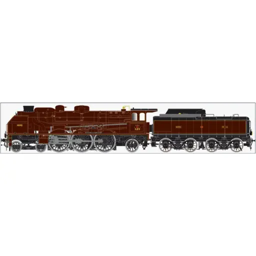[LEHO-209-4S] Locomotive à Vapeur Pacific Chapelon NORD + Tender NORD - Dépôt La Chapelle - SNCF - HO 1/87