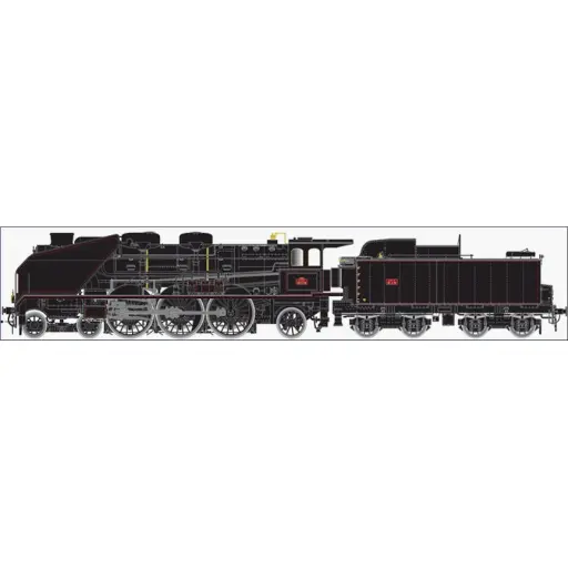 [LEHO-209-5AS] Locomotive à Vapeur Pacific Chapelon 231C 54 + Tender EST 35A 78 - Dépôt de Troyes - LEMATEC HO-209/5AS - SNCF - Noir - HO 1/87