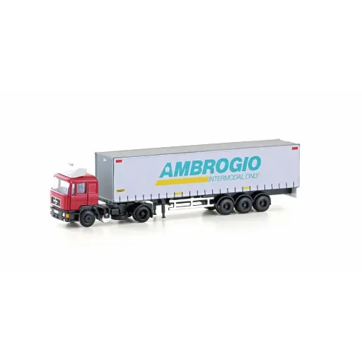 [LC4071] Camion remorque bâche rideau MAN F90 Ambrogio - Lemke 4071 - N 1/160