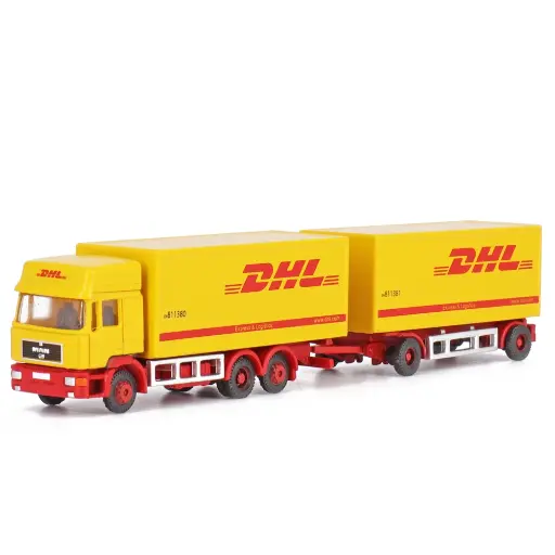 [LC4607] Camion MAN F90 et remorque remorque DHL - HOBBY 66 / LEMKE 4607 - N : 1/160