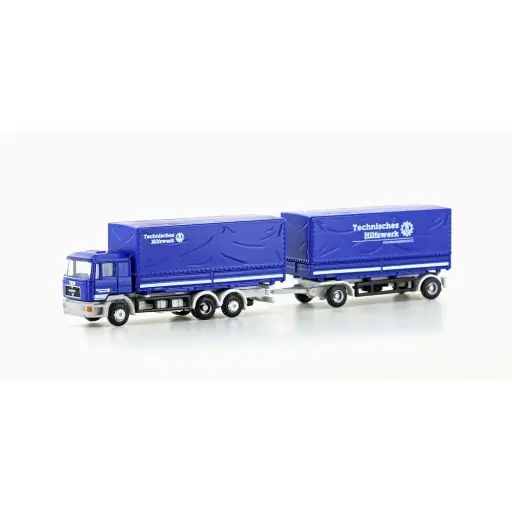 [LC4636] Camion MAN F90 + REMORQUE CAISSE MOBILE - HOBBY 66 / LEMKE 4636 - N : 1/160 - EP. IV/V