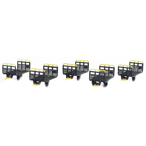 [LS89597] Lot de 5 chariots PTT vert / jaune logo encadré