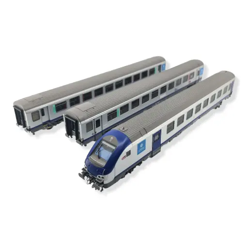 [LS41232DC] Set de 3 voitures voyageurs TER AURA - LS Models 41232DC - HO 1/87 - SNCF - Ep VI - 2R
