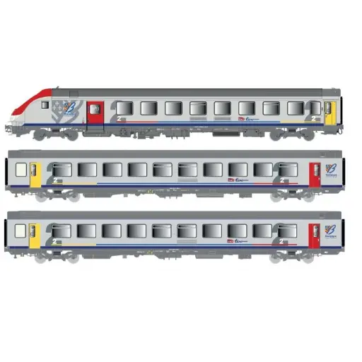 [LS41233AC] Set 3 voitures TER Bourgogne Ls Models 41233AC - HO 1/87 - 3R - SNCF - EP VI