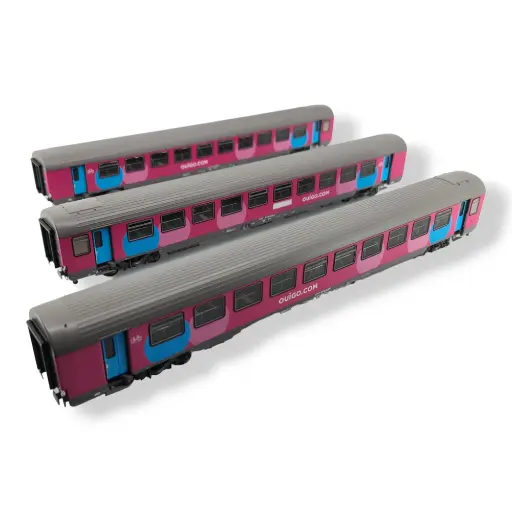 [LS40994] Set 3 Voitures Voyageurs Vtu "Ouigo" Ls Models 40994 - HO 1/87 - SNCF - EP VI