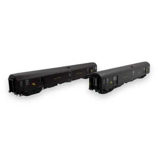 [LS40444] Set de 2 voitures postales PA UIC brun - LS Models 40444 - SNCF - HO : 1/87 - EP IV