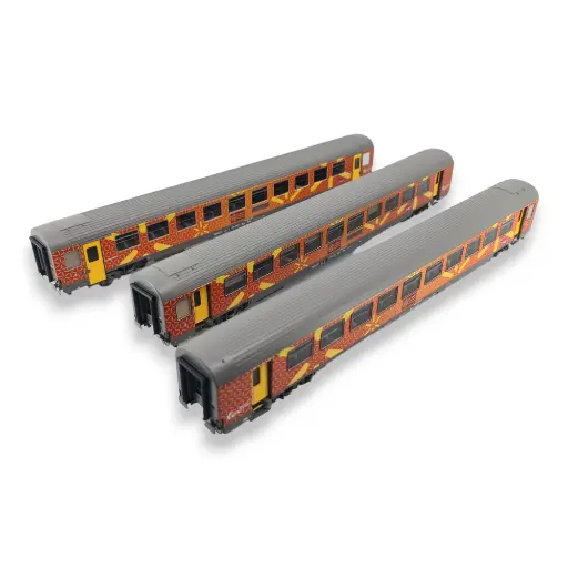 [LS40313] Set 3 Voitures VTU Languedoc Roussillon Carmillon - LS MODELS 40313 - HO SNCF - EP VI