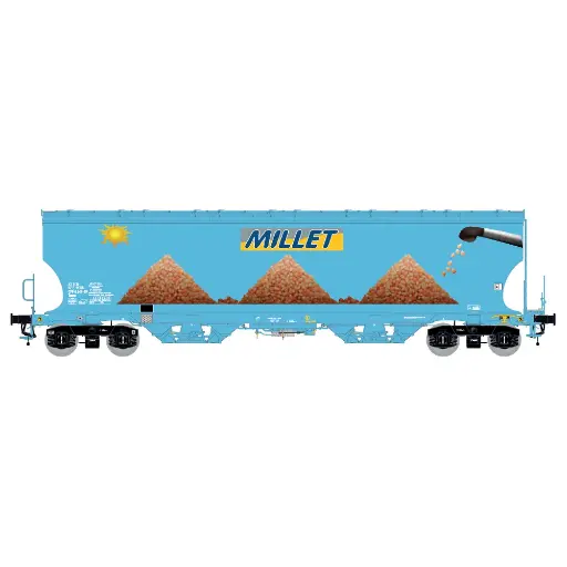 [LS30592] Wagon céréalier Tagnpps, bleu clair, nouveau logo Millet, logo soleil - LS Models 30592 - HO 1/87 - Millet - Ep VI - 2R