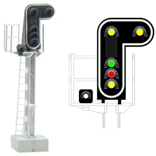 [MA413208] Signal 6 feux LED 2xJaune/vert/rouge/jaune/Blanc MAFEN 413208 SNCF - N