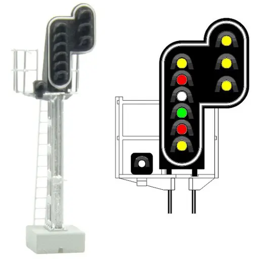 [MA413216] Signal 10 feux 2xJaune/rouge/blanc/vert/ rouge/jaune/blanc/2xjaune MAFEN 413216