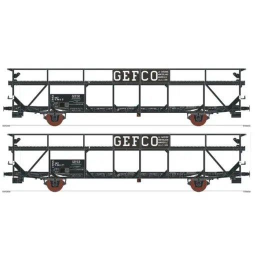 [MA4432] Set de deux porte-autos TA52 "GEFCO" - Makette 4432 - HO 1/87 - SNCF - 2R - EP IV