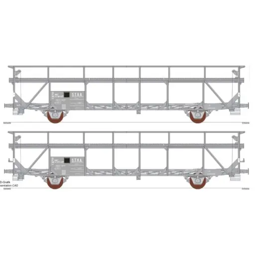 [MA4433] Set de deux porte-autos TA252 "STVA" - Makette 4433 - HO 1/87 - SNCF - 2R - EP IV
