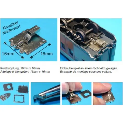 [MAKKK1] Attelage a élongation 16mm - Makette KKK1 - HO 1/97 - 1 Paire