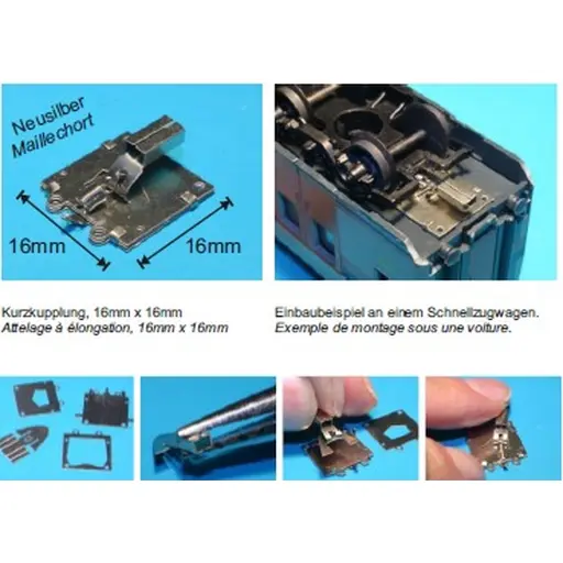 [MAKKK1.16] Attelage a élongation 16mm - Makette KKK1.16 - HO 1/97 - 16 Paires