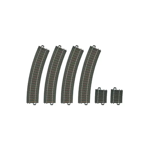 [MA20299] Lot de 6 rails courbes ballastés - MARKLIN 20999 - HO 1/87 - Code 83 - Voie C - 3R - Rayon 437.5 mm