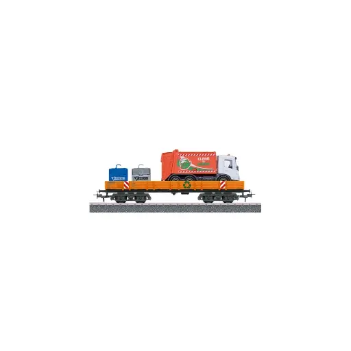 [MA00740-03] Wagon plat à rebords bas Rlmms, chargement service communal - Märklin Start Up 00740-03 - HO 1/87 - 3R
