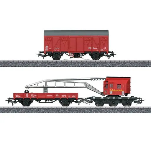 [MA44752] Coffret Pompiers Wagon-Grue de Secours et Voiture - MARKLIN START UP 44752 - HO : 1/87