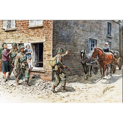 [MB3578] Lot de civils et chevaux avec charrette - Master Box LTD 3578 - 1/35