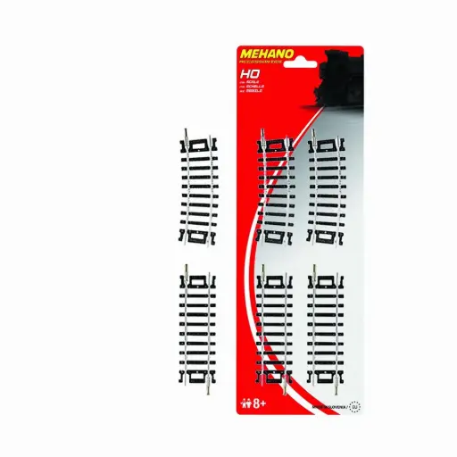 [MEF234] 2 rails droits 76,2 mm & 2 rails courbes 10°/457,2 mm, code 100 - Mehano F234 - HO 1/87 - 2R