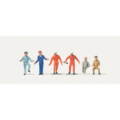 [ME0212522] Lot de 6 Personnages - Chauffeurs & Mécaniciens - Merten 0212522 - HO: 1/87