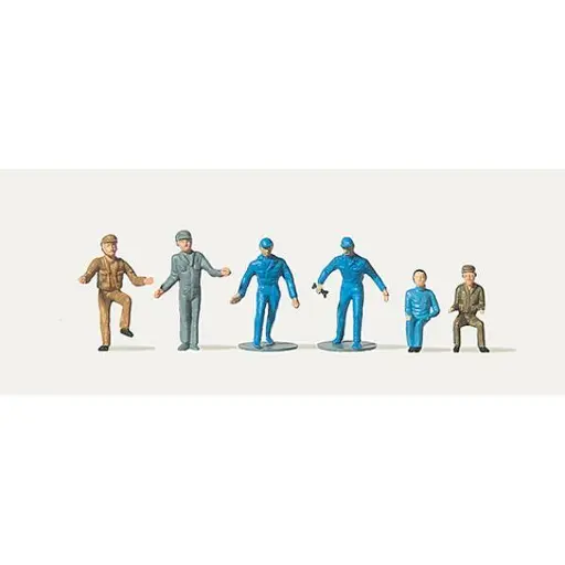 [ME0215009] Lot de 6 personnages : chauffeurs routiers et mécaniciens - Merten 0215009 - HO 1/87