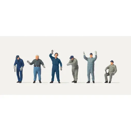 [ME0212575] Lot de 6 personnages ouvriers Merten 0212587 chargeant des marchandises - HO 1/87