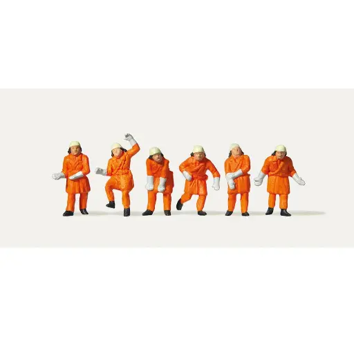 [ME0212579] Lot de 6 personnages pompiers en tenue de protection - Merten 0212579 - HO 1/87