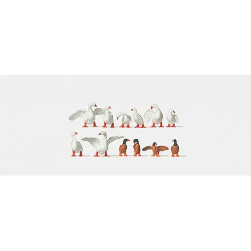 [ME0210724] Lot de 12 Oies et Canard - Merten 0210724 - HO 1/87