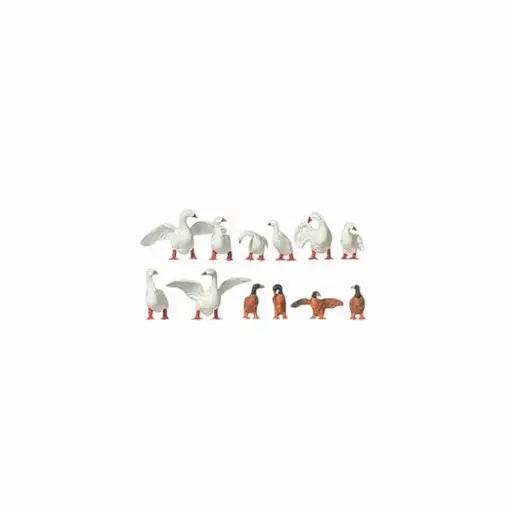 [ME0210724] Lot de 12 Oies et Canard - Merten 0210724 - HO 1/87
