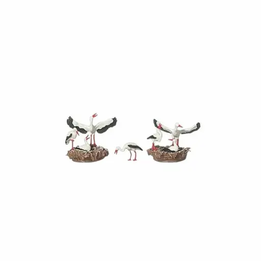 [ME0210764] 6 cigognes avec 2 nids - Merten 0210764 - HO 1/87