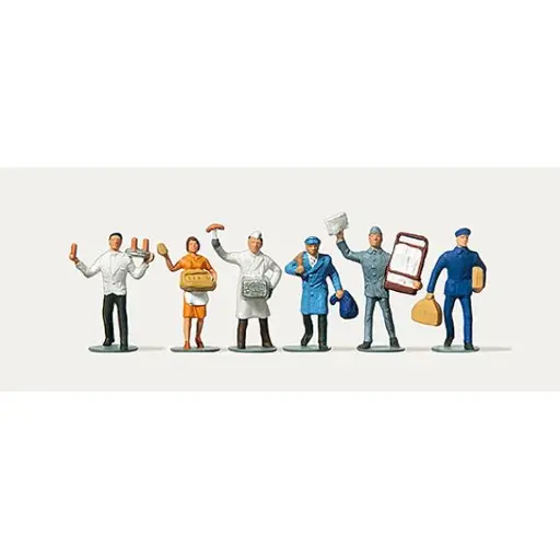 [ME0210800] Lot de 6 vendeurs et porteurs - Merten 0210800 - HO 1/87