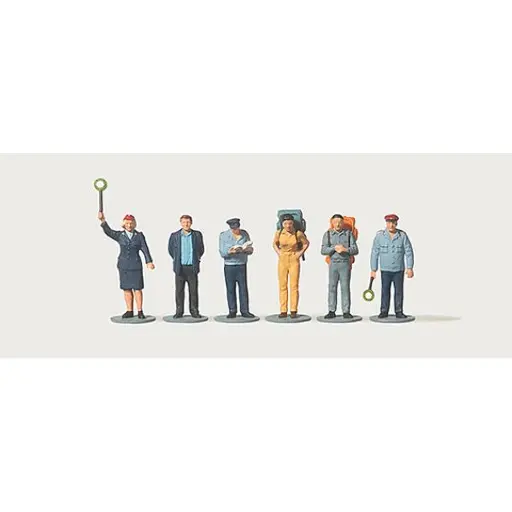 [ME0212530] Lot de 6 personnage "Personnel Ferroviaire" - Merten 0212530 - HO 1/87