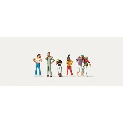 [ME0212540] Lot de 6 personnages "Jeunes avec portables" - Merten 0212540 - HO 1/87