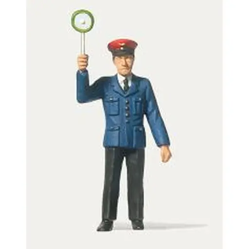 [ME0240007] Figurine Chef de Gare avec Signal Levé - Merten 0240007 - G : 1/22.5