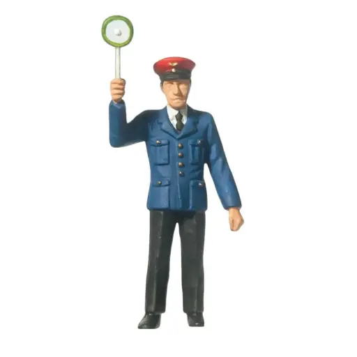 [ME0240007] Figurine Chef de Gare avec Signal Levé - Merten 0240007 - G : 1/22.5