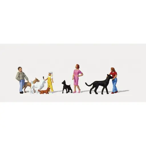 [ME0212589] Lot de 9 personnages "Entrainement des Chiens" - Merten 0212589 - HO 1/87
