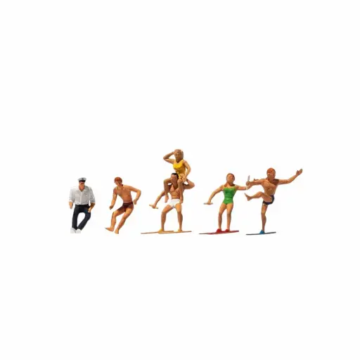 [ME0212534] 5 personnages "Ski nautique et pilote de hors-bord" - Merten 0212534  - HO 1/87