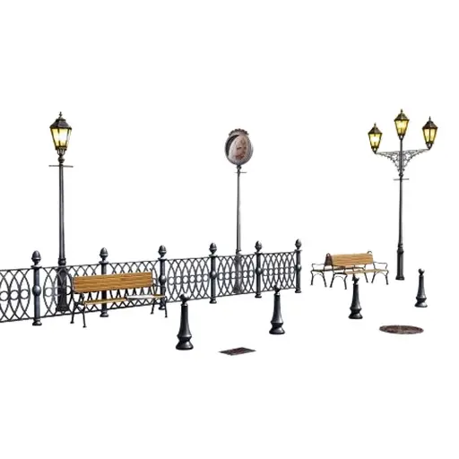 [35639] Accessoires de rues + Horloges et Lampes - Miniart 35639 - 1/35