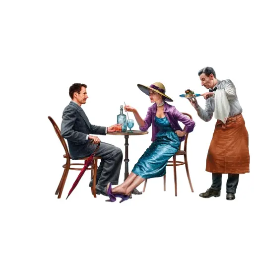 [MI550038062] Figurine Civils français dans un café - Miniart 38062 - 1/35