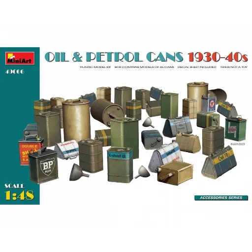 [MI49006] Lot de 36 Bidons d'essence et huiles 1930/1940 - MiniArt 49006 - 1/48