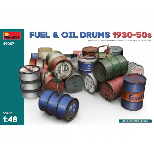 [49007] Lot de 20 Fûts Carburant et Huile 1930/1950 - Miniart 49007 - 1/48