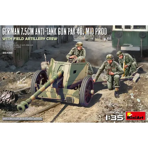 [MI550035400] Canon anti-char allemand pak 40. mid prod. avec équipage d'artillerie de campagne - MiniArt 550035400 - 1/35